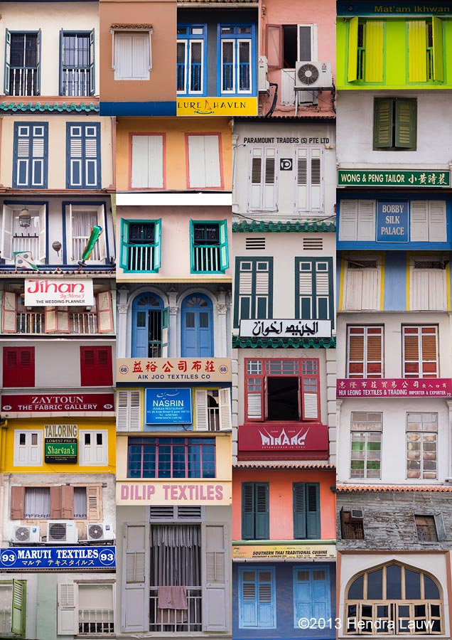 Windows of old shophouses in Singapore