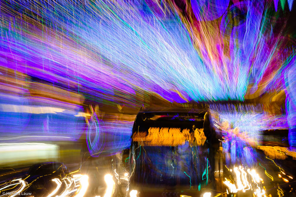 Singapore public bus at night